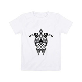 Детская футболка хлопок с принтом Морская черепаха узор в Белгороде, 100% хлопок | круглый вырез горловины, полуприлегающий силуэт, длина до линии бедер | морская | панцирь | узор | черепаха