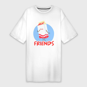 Платье-футболка хлопок с принтом Молоко в Белгороде,  |  | best friends forever | друзья | лучшие | молоко | печенье | подарки | подруге. друг