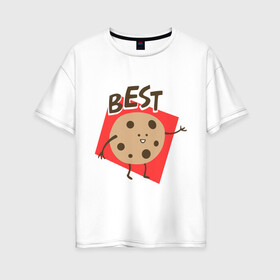 Женская футболка хлопок Oversize с принтом Печенька в Белгороде, 100% хлопок | свободный крой, круглый ворот, спущенный рукав, длина до линии бедер
 | best friends forever | друзья | лучшие | молоко | печенье | подарки | подруге. друг