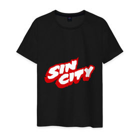 Мужская футболка хлопок с принтом Sin City в Белгороде, 100% хлопок | прямой крой, круглый вырез горловины, длина до линии бедер, слегка спущенное плечо. | city | sin | sin city | город грехов | грех