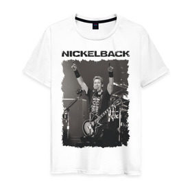 Мужская футболка хлопок с принтом Nickelback в Белгороде, 100% хлопок | прямой крой, круглый вырез горловины, длина до линии бедер, слегка спущенное плечо. | nickelback | альтернативный | рок | хард