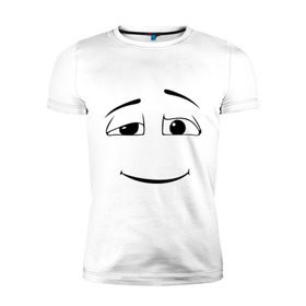 Мужская футболка премиум с принтом Наивное лицо в Белгороде, 92% хлопок, 8% лайкра | приталенный силуэт, круглый вырез ворота, длина до линии бедра, короткий рукав | лицо | милый | наивный | рожица | смайл
