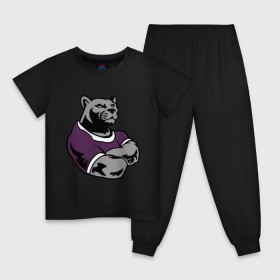 Детская пижама хлопок с принтом Сильная пантера в Белгороде, 100% хлопок |  брюки и футболка прямого кроя, без карманов, на брюках мягкая резинка на поясе и по низу штанин
 | Тематика изображения на принте: качок | мощь | пантера | сила