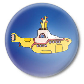 Значок с принтом Yellow Submarine в Белгороде,  металл | круглая форма, металлическая застежка в виде булавки | 