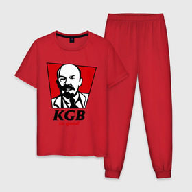 Мужская пижама хлопок с принтом KGB - So Good в Белгороде, 100% хлопок | брюки и футболка прямого кроя, без карманов, на брюках мягкая резинка на поясе и по низу штанин
 | Тематика изображения на принте: kfc | kgb | владимир | ильич | кгб | ленин