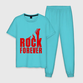 Мужская пижама хлопок с принтом Rock Forever (Рок Навсегда) в Белгороде, 100% хлопок | брюки и футболка прямого кроя, без карманов, на брюках мягкая резинка на поясе и по низу штанин
 | гитара