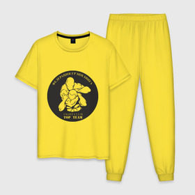 Мужская пижама хлопок с принтом Грэпплинг в Белгороде, 100% хлопок | брюки и футболка прямого кроя, без карманов, на брюках мягкая резинка на поясе и по низу штанин
 | club | fight | team | top | грэпплинг | федерация