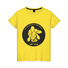 Женская футболка хлопок с принтом Грэпплинг в Белгороде, 100% хлопок | прямой крой, круглый вырез горловины, длина до линии бедер, слегка спущенное плечо | club | fight | team | top | грэпплинг | федерация