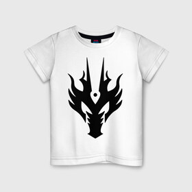 Детская футболка хлопок с принтом Маска дракона в Белгороде, 100% хлопок | круглый вырез горловины, полуприлегающий силуэт, длина до линии бедер | голова | дракон | маска | схематичный | тату