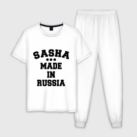 Мужская пижама хлопок с принтом Саша made in Russia в Белгороде, 100% хлопок | брюки и футболка прямого кроя, без карманов, на брюках мягкая резинка на поясе и по низу штанин
 | made in | russia | sasha | раша | россия | саша | сделано