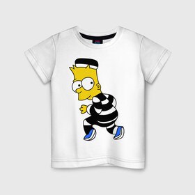 Детская футболка хлопок с принтом Барт Симпсон в Белгороде, 100% хлопок | круглый вырез горловины, полуприлегающий силуэт, длина до линии бедер | барт | заключенный | симпсон