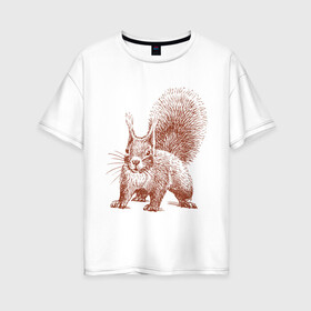 Женская футболка хлопок Oversize с принтом Самая милая белочка в Белгороде, 100% хлопок | свободный крой, круглый ворот, спущенный рукав, длина до линии бедер
 | белка | зверек | милый | пушистик