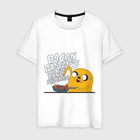 Мужская футболка хлопок с принтом Makin` Bacon Pancakes в Белгороде, 100% хлопок | прямой крой, круглый вырез горловины, длина до линии бедер, слегка спущенное плечо. | Тематика изображения на принте: джейк