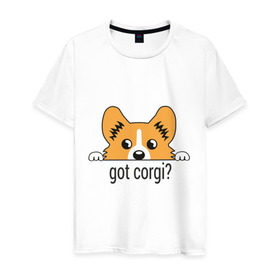 Мужская футболка хлопок с принтом Got Corgi в Белгороде, 100% хлопок | прямой крой, круглый вырез горловины, длина до линии бедер, слегка спущенное плечо. | got corgi | корги | пес | собака