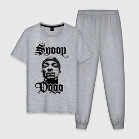 Мужская пижама хлопок с принтом Snoop Dogg в Белгороде, 100% хлопок | брюки и футболка прямого кроя, без карманов, на брюках мягкая резинка на поясе и по низу штанин
 | Тематика изображения на принте: rap | snoop dogg | музыка | рэп | снуп дог