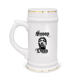 Кружка пивная с принтом Snoop Dogg в Белгороде,  керамика (Материал выдерживает высокую температуру, стоит избегать резкого перепада температур) |  объем 630 мл | rap | snoop dogg | музыка | рэп | снуп дог