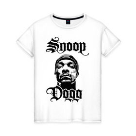 Женская футболка хлопок с принтом Snoop Dogg в Белгороде, 100% хлопок | прямой крой, круглый вырез горловины, длина до линии бедер, слегка спущенное плечо | rap | snoop dogg | музыка | рэп | снуп дог