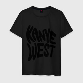 Мужская футболка хлопок с принтом kanye west в Белгороде, 100% хлопок | прямой крой, круглый вырез горловины, длина до линии бедер, слегка спущенное плечо. | kanye west | rap | кани вест | музыка | рэп
