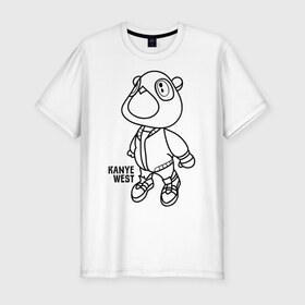 Мужская футболка премиум с принтом kanye west в Белгороде, 92% хлопок, 8% лайкра | приталенный силуэт, круглый вырез ворота, длина до линии бедра, короткий рукав | kanye west | rap | кани вест | медведь | музыка | рэп