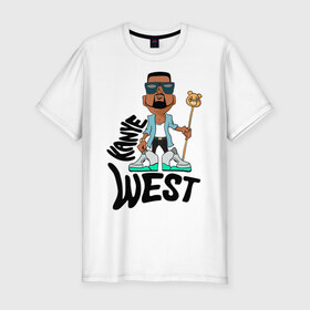 Мужская футболка премиум с принтом kanye west в Белгороде, 92% хлопок, 8% лайкра | приталенный силуэт, круглый вырез ворота, длина до линии бедра, короткий рукав | Тематика изображения на принте: kanye west | rap | кани вест | музыка | рэп