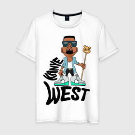 Мужская футболка хлопок с принтом kanye west в Белгороде, 100% хлопок | прямой крой, круглый вырез горловины, длина до линии бедер, слегка спущенное плечо. | kanye west | rap | кани вест | музыка | рэп
