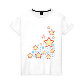Женская футболка хлопок с принтом Звезды и круги в Белгороде, 100% хлопок | прямой крой, круглый вырез горловины, длина до линии бедер, слегка спущенное плечо | звезды | рисунок | узор