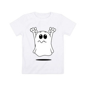 Детская футболка хлопок с принтом Привидение в Белгороде, 100% хлопок | круглый вырез горловины, полуприлегающий силуэт, длина до линии бедер | ghost | привидение | призрак
