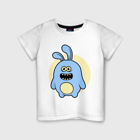 Детская футболка хлопок с принтом Толстый заяц в Белгороде, 100% хлопок | круглый вырез горловины, полуприлегающий силуэт, длина до линии бедер | заяц | кролик | милй | странный | толстый