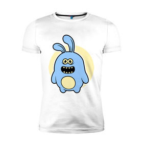 Мужская футболка премиум с принтом Толстый заяц в Белгороде, 92% хлопок, 8% лайкра | приталенный силуэт, круглый вырез ворота, длина до линии бедра, короткий рукав | заяц | кролик | милй | странный | толстый