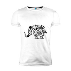 Мужская футболка премиум с принтом Слоник узор в Белгороде, 92% хлопок, 8% лайкра | приталенный силуэт, круглый вырез ворота, длина до линии бедра, короткий рукав | слон