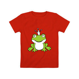 Детская футболка хлопок с принтом Царица лягушечка в Белгороде, 100% хлопок | круглый вырез горловины, полуприлегающий силуэт, длина до линии бедер | лягушка | царевна | царица