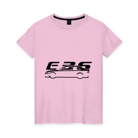 Женская футболка хлопок с принтом E36 в Белгороде, 100% хлопок | прямой крой, круглый вырез горловины, длина до линии бедер, слегка спущенное плечо | bmw | e36 | автомобиль | бмв | е36