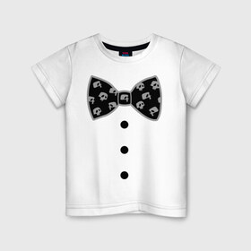 Детская футболка хлопок с принтом Галстук бабочка с черепами 2 в Белгороде, 100% хлопок | круглый вырез горловины, полуприлегающий силуэт, длина до линии бедер | бабочка