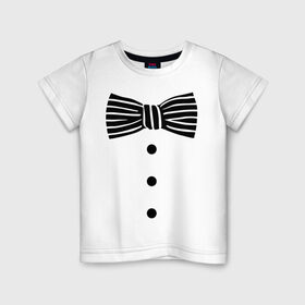 Детская футболка хлопок с принтом Галстук бабочка в полоску 2 в Белгороде, 100% хлопок | круглый вырез горловины, полуприлегающий силуэт, длина до линии бедер | Тематика изображения на принте: бабочка