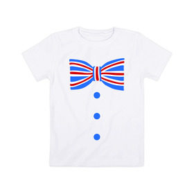 Детская футболка хлопок с принтом Галстук бабочка британский флаг 2 в Белгороде, 100% хлопок | круглый вырез горловины, полуприлегающий силуэт, длина до линии бедер | бабочка