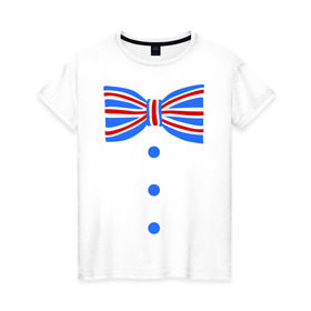Женская футболка хлопок с принтом Галстук бабочка британский флаг 2 в Белгороде, 100% хлопок | прямой крой, круглый вырез горловины, длина до линии бедер, слегка спущенное плечо | бабочка