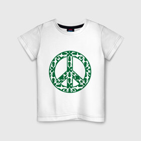 Детская футболка хлопок с принтом Узорный знак мира в Белгороде, 100% хлопок | круглый вырез горловины, полуприлегающий силуэт, длина до линии бедер | Тематика изображения на принте: хиппи