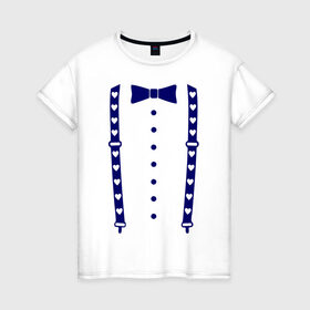 Женская футболка хлопок с принтом Подтяжки с сердцами в Белгороде, 100% хлопок | прямой крой, круглый вырез горловины, длина до линии бедер, слегка спущенное плечо | бабочка
