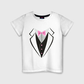 Детская футболка хлопок с принтом Смокинг в Белгороде, 100% хлопок | круглый вырез горловины, полуприлегающий силуэт, длина до линии бедер | смокинг