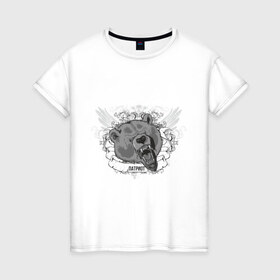 Женская футболка хлопок с принтом Патриот Медведь - символ России в Белгороде, 100% хлопок | прямой крой, круглый вырез горловины, длина до линии бедер, слегка спущенное плечо | медведь | патриот | россия | символ
