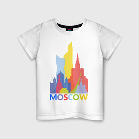 Детская футболка хлопок с принтом Moscow (Москва) в Белгороде, 100% хлопок | круглый вырез горловины, полуприлегающий силуэт, длина до линии бедер | город | москва | россия | столица