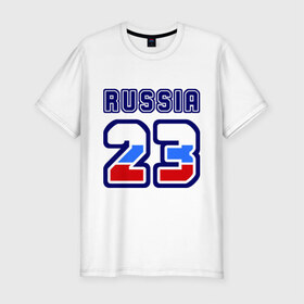 Мужская футболка премиум с принтом Russia - 23 (Краснодарский край) в Белгороде, 92% хлопок, 8% лайкра | приталенный силуэт, круглый вырез ворота, длина до линии бедра, короткий рукав | 