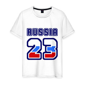 Мужская футболка хлопок с принтом Russia - 23 (Краснодарский край) в Белгороде, 100% хлопок | прямой крой, круглый вырез горловины, длина до линии бедер, слегка спущенное плечо. | 