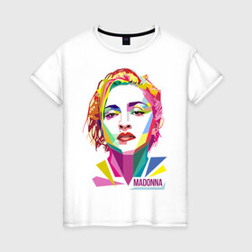 Женская футболка хлопок с принтом Мадонна в Белгороде, 100% хлопок | прямой крой, круглый вырез горловины, длина до линии бедер, слегка спущенное плечо | Тематика изображения на принте: madonna | wpap | знаменитости | мадонна
