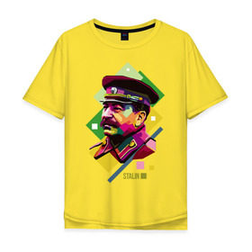 Мужская футболка хлопок Oversize с принтом Сталин в Белгороде, 100% хлопок | свободный крой, круглый ворот, “спинка” длиннее передней части | wpap | знаменитости | революционер | русский | сталин