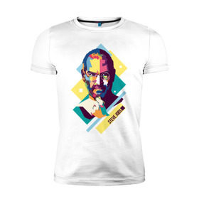 Мужская футболка премиум с принтом Steve Jobs в Белгороде, 92% хлопок, 8% лайкра | приталенный силуэт, круглый вырез ворота, длина до линии бедра, короткий рукав | steve jobs | wpap | знаменитости | стив джобс