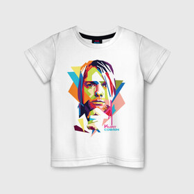 Детская футболка хлопок с принтом Kurt Cobain в Белгороде, 100% хлопок | круглый вырез горловины, полуприлегающий силуэт, длина до линии бедер | kurt cobain | nirvana | pock | wpap | знаменитости | курт кобейн | нирвана | рок
