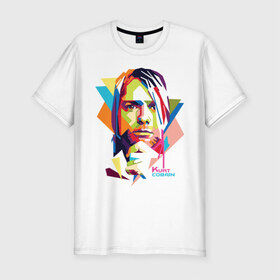 Мужская футболка премиум с принтом Kurt Cobain в Белгороде, 92% хлопок, 8% лайкра | приталенный силуэт, круглый вырез ворота, длина до линии бедра, короткий рукав | kurt cobain | nirvana | pock | wpap | знаменитости | курт кобейн | нирвана | рок