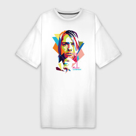 Платье-футболка хлопок с принтом Kurt Cobain в Белгороде,  |  | kurt cobain | nirvana | pock | wpap | знаменитости | курт кобейн | нирвана | рок