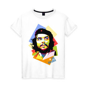 Женская футболка хлопок с принтом Che Guevara в Белгороде, 100% хлопок | прямой крой, круглый вырез горловины, длина до линии бедер, слегка спущенное плечо | че гевара